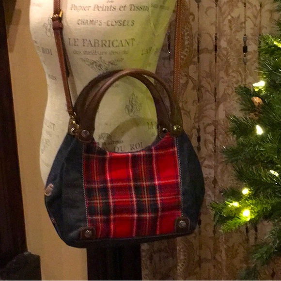 Tartan Shoulder / Crossbody Bag Red White&Blue Messenger over shld or Long Strap - Picture 15 of 17